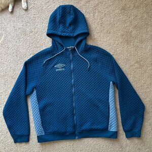 Umbro Sweatshirt Mens 2XL Full Zip Hooded Blue Long Sleeve Fleece Thick